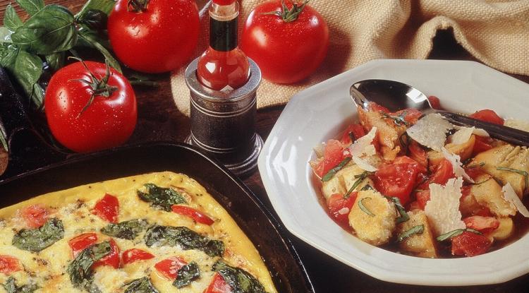 Spenótos paradicsomos frittata